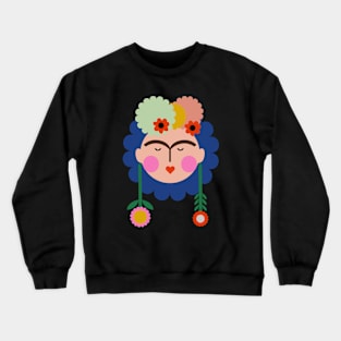 Frida kahlo mexican painter colorful summer flowers viva la vida Crewneck Sweatshirt